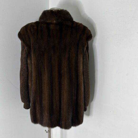 Vintage Michel Forrest NYC Mahogany Mink Fur Coat With Removable Knit Sleeves - Picture 4 of 7